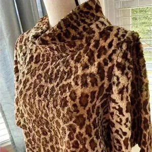 Trina Turk Animal Print Faux Fur Sweater Size Medium